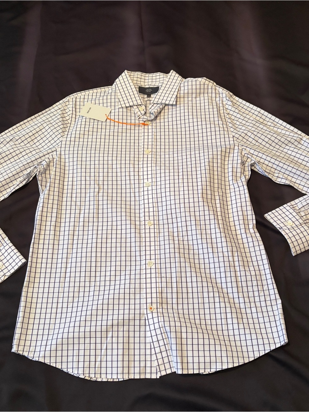 Jack Spade White Shirt with Navy Windowpane Check